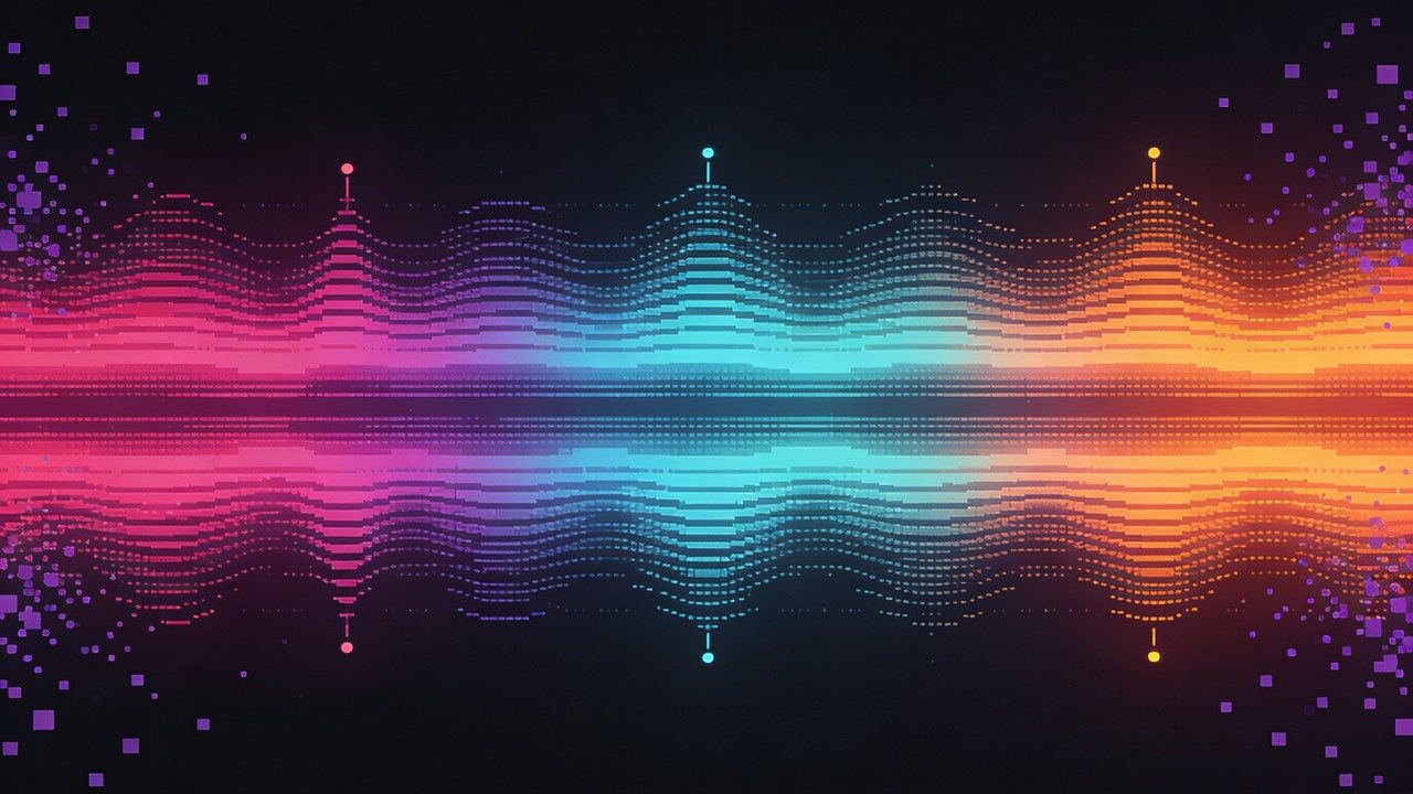 Colorful digital audio waveform visualization
